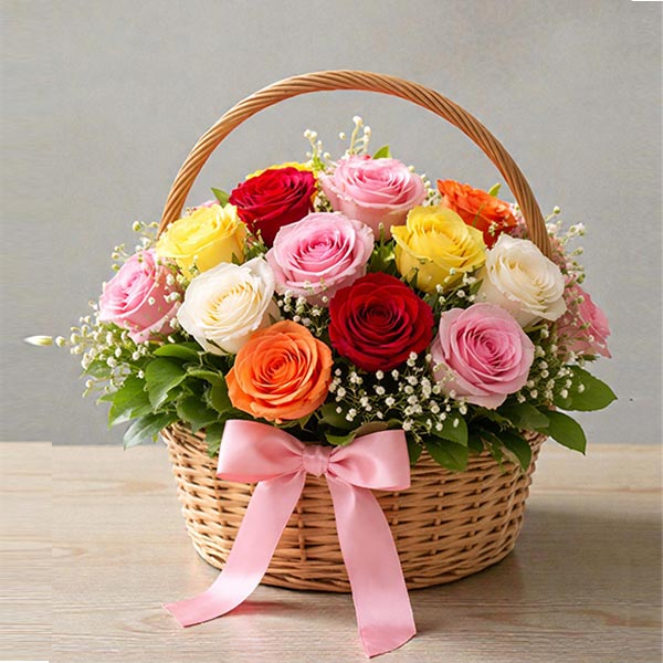 15 Assorted Roses Basket