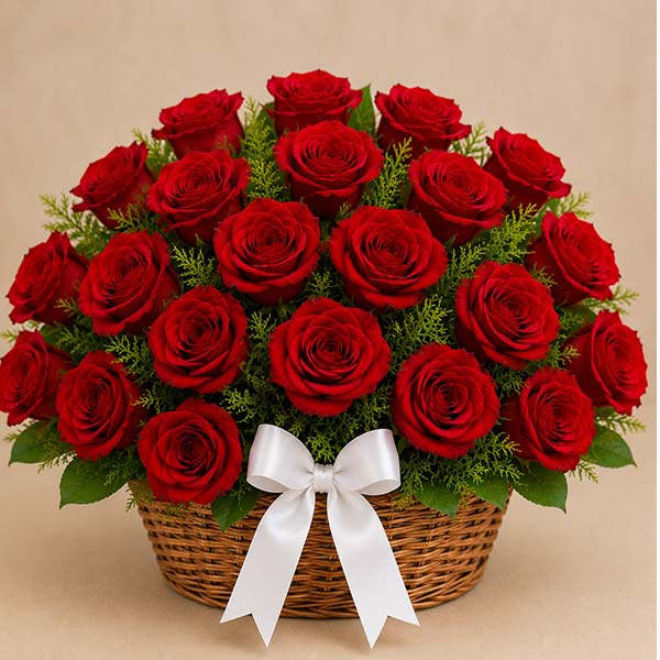 Amazing 50 Red Roses Basket