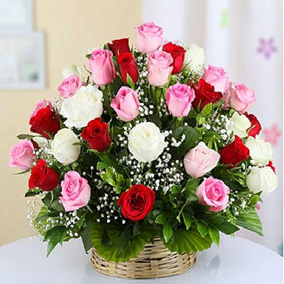 50 Lovely Roses Basket