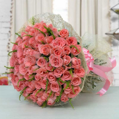 Fresh 100 Pink Roses Bouquet