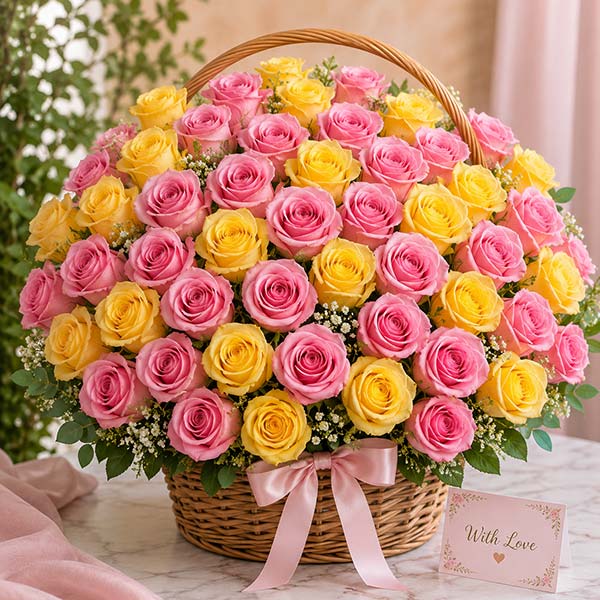Vibrant Roses Basket