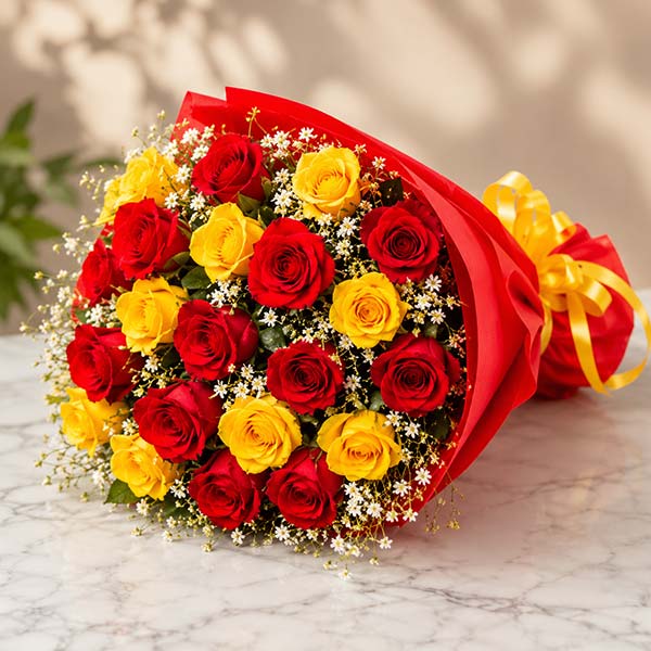 20 Red and Yellow Roses Bouquet