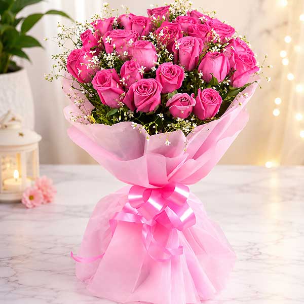 24 Pink Roses Bouquet