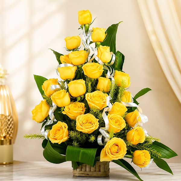 Best Yellow Rose Basket