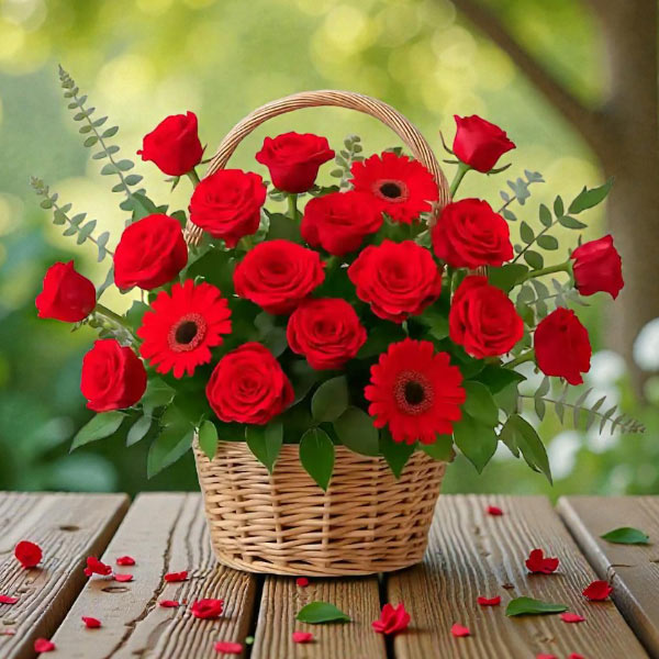 Dazzling Midnight Floral Basket