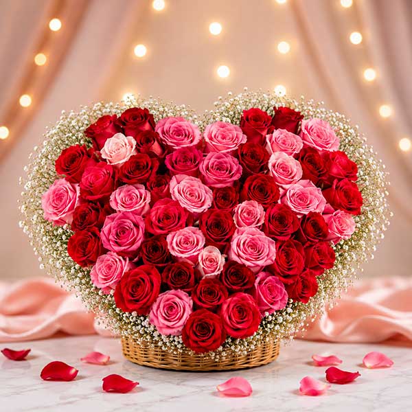 Rosy Heart Floral Arrangement