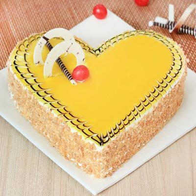 Heart Shape Butterscotch Cake