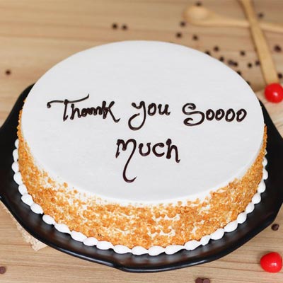 1/2 kg butterscotch cake with ' Thank You Sooo Much' Note on Cake