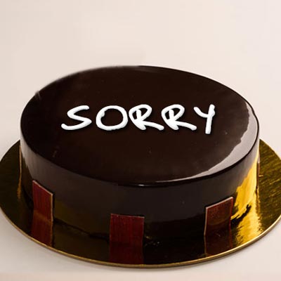1/2 kg chocolate cake with 'SORRY' note