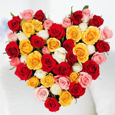 Multicoloured Roses Heart