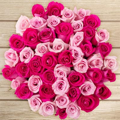 Fresh Pink & Red Roses Bouquet
