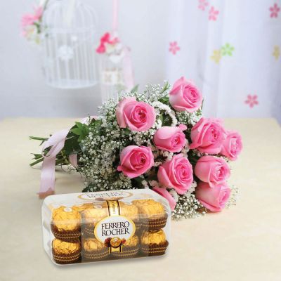 Pink Roses with Ferrero Rocher