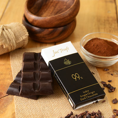 Artisanal 99 Percent Dark Chocolate Bar Set of 2
