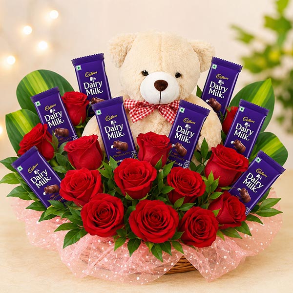 A Glowing Day Flower Basket