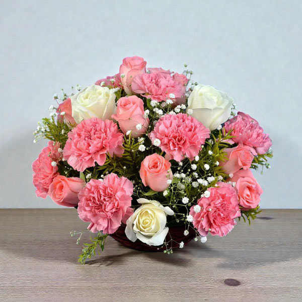 Carnation and Roses Basket