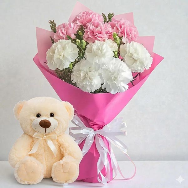 Cute Carnations with Teddy