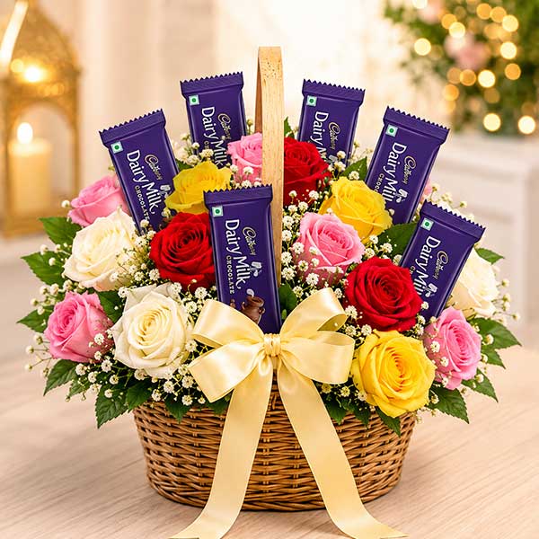 Floral Chocolate Gift Basket