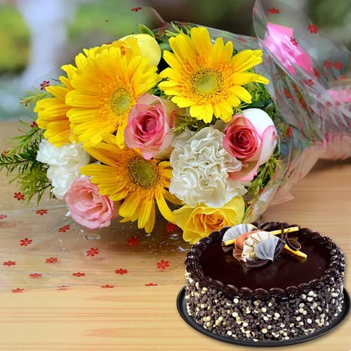 Flowers with Cake Combo