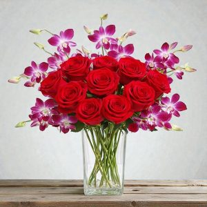 Orchid Rose Flower Vase