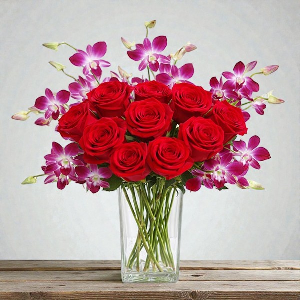 Orchid Rose Flower Vase