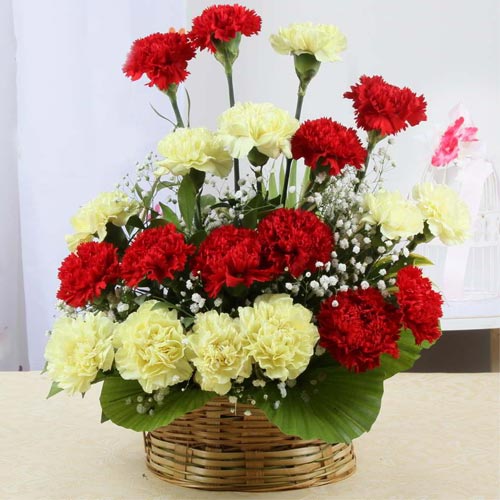 Red & Yellow Carnation Basket