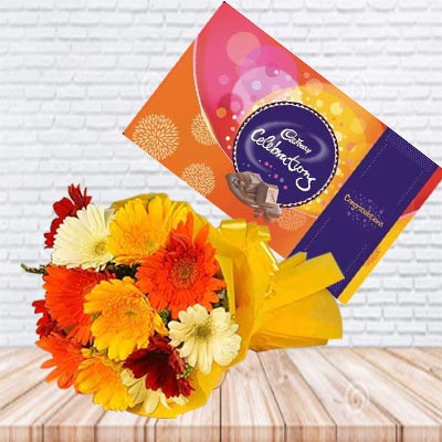 Mixed Gerberas with Chocolates