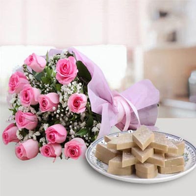 Fresh Flowers with 500 gm Kaju Katli