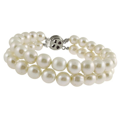 Fashionable 2 string White Pearl Bracelet