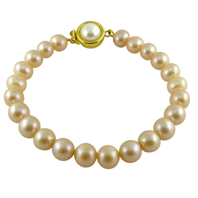 Single Line Peach Pearl Bracelet