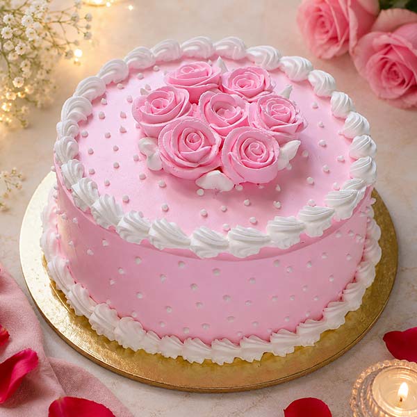 Eggless Strawberry Cake