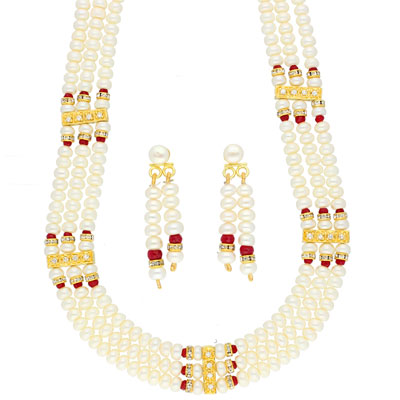 Red Stone Pearl Necklace