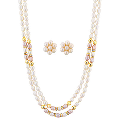 2 Line Pearl Necklace Set