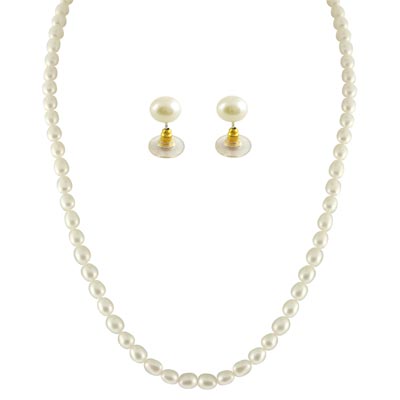 1 Line Oval Pearl Necklace