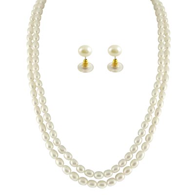 2 String Oval Pearl Necklace