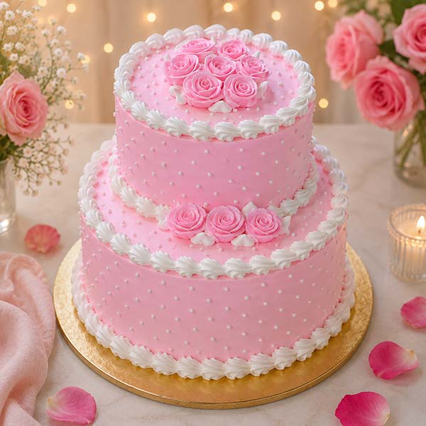 Two Tier Strawberry Cake