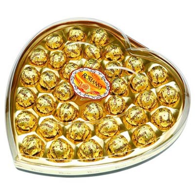 24 Golden Chocolate Heart Shaped Box