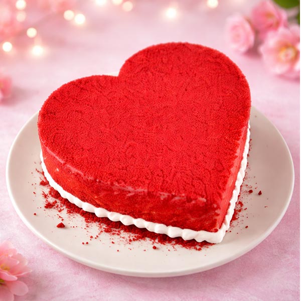 Classic Red Velvet Heart Shaped Cake