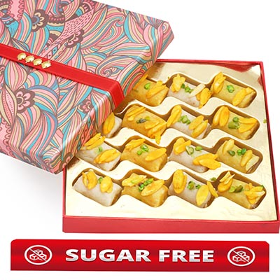 Sugarfree Mini Assorted Kaju Rolls in Pink Box