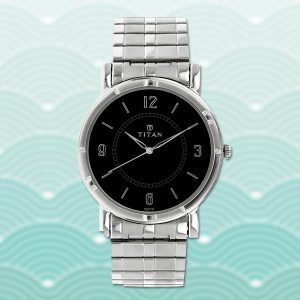Titan Black Dial Stainless Steel Watch for Men
