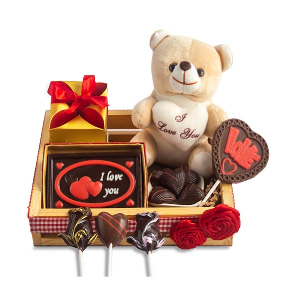Teddy Bear Valentine Chocolate Basket