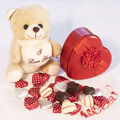 Cute Teddy with Chocolates for your love