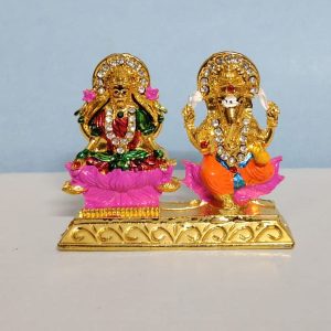 Lakshmi Ganesh Metal Statue for Car Dashboard n Home