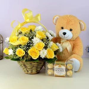 Lovely Floral Teddy Hamper