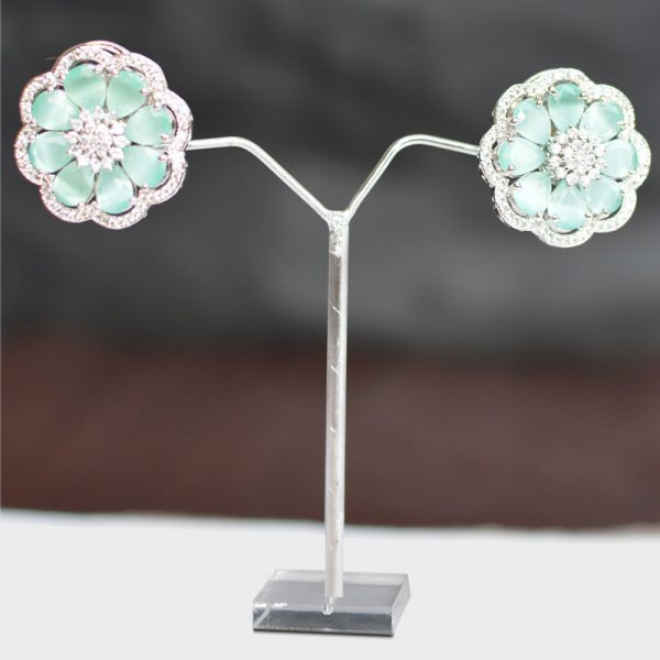Green Floral Stone Earring