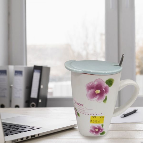 Floral Mug with Spoon
