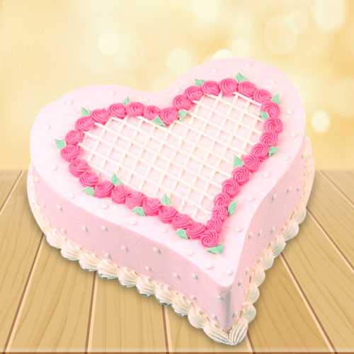 Five Star Strawberry Heart Cake