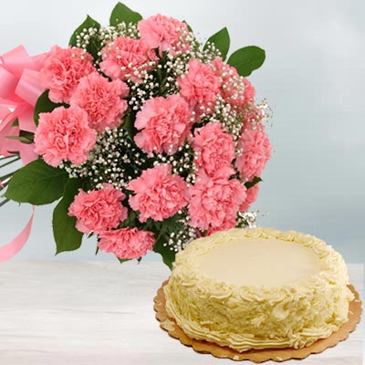 Carnation with Midnight Cake Delivery