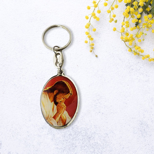 Metal Oval Photo Key Chain