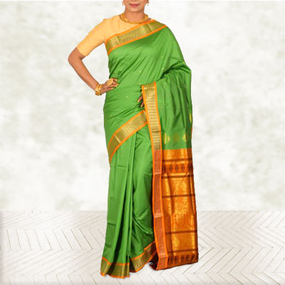 Green Bomkai Silk Saree