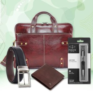 Mens Portfolio Bag with Belt Pen and Wallet